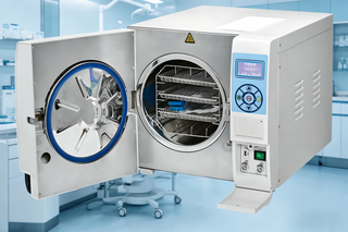 Autoclave de vapor de alta presión colocado sobre mesa Clase B+ de 23 litros